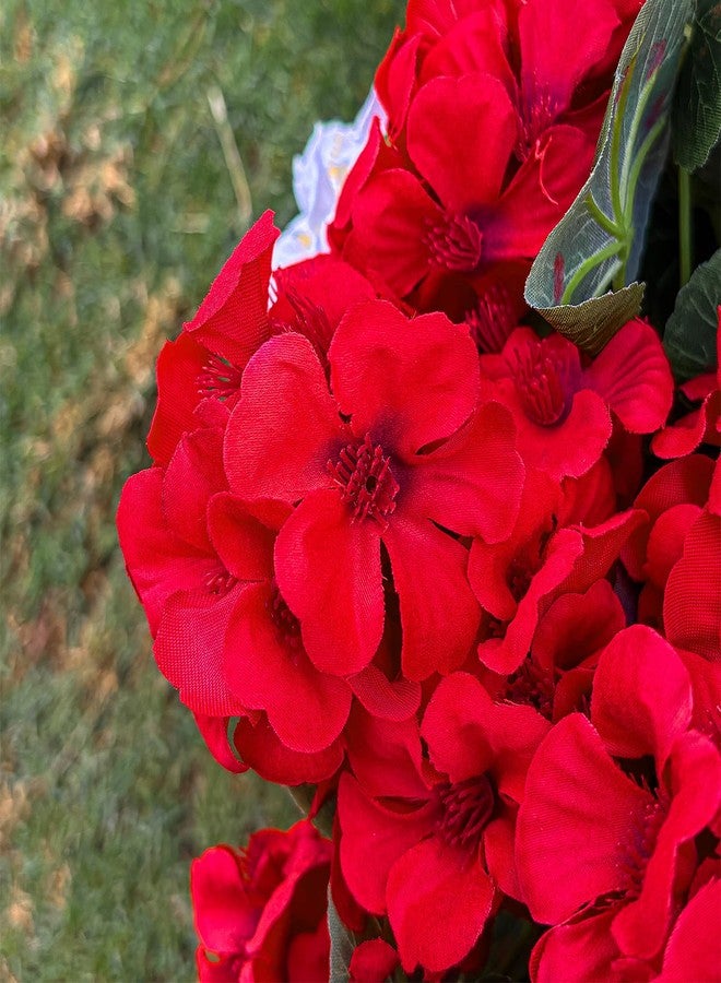 Cleangor 6 Pcs Artificial Geraniums Flowers for Outdoor, UV Resistant Outdoor Artificial Plants, Red Geranium Artificial Flowers Realistic, Silk Flower for Garden, Porch, Balcony, Yard Decor (2 Color) - Image 3