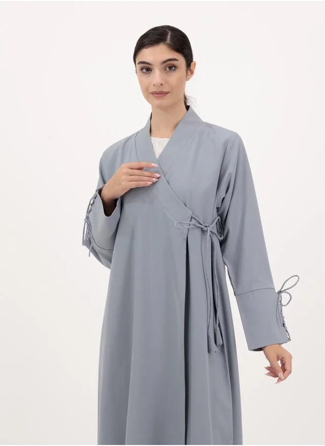Meem by Mariyah Front open abaya with tie