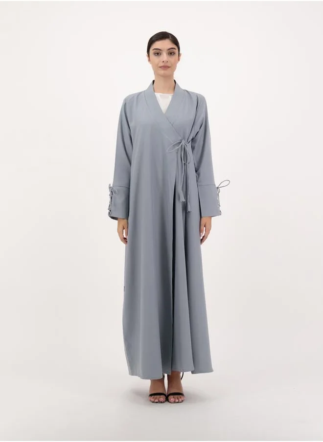 Meem by Mariyah Front open abaya with tie