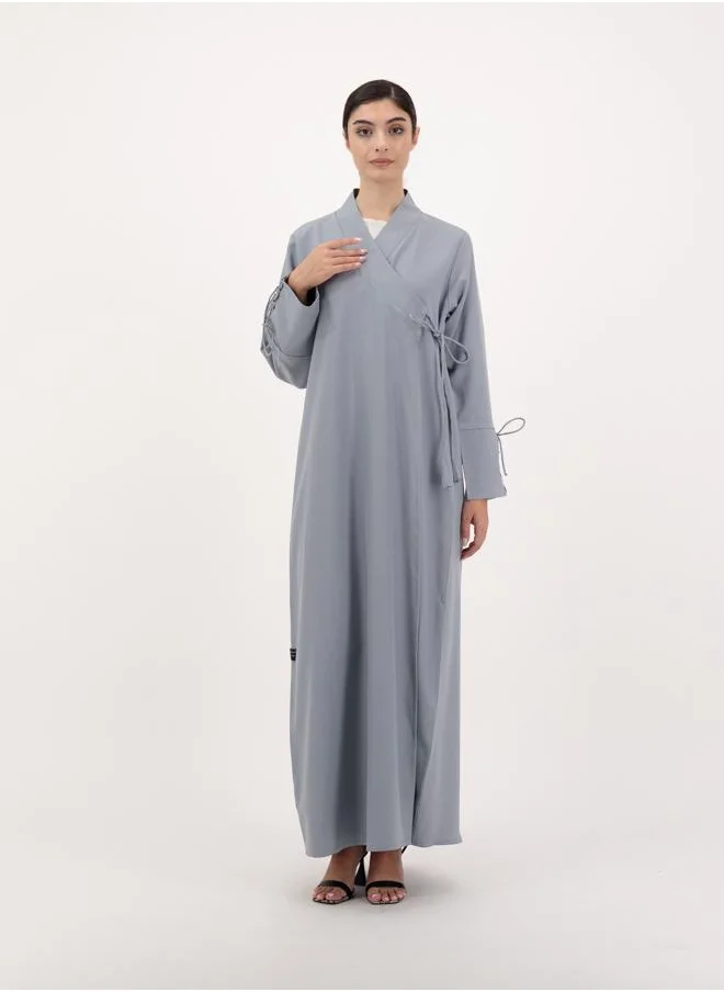 Meem by Mariyah Front open abaya with tie