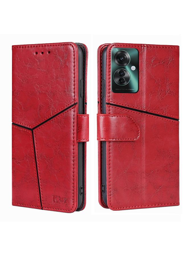S-TOP Case For OPPO Reno11 F 5G Geometric Stitching Leather Phone Case - Image 1