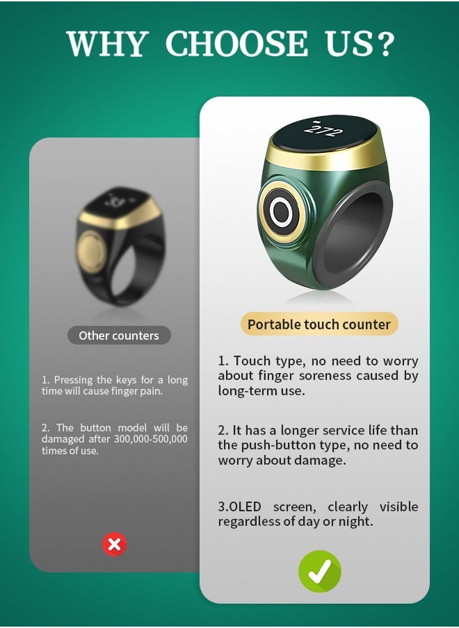 Generic - Tasbeeh Ring Muslim Islamic Prayer OLED Display Four-Digit Display, Suitable for All Finger Sizes - Image 1