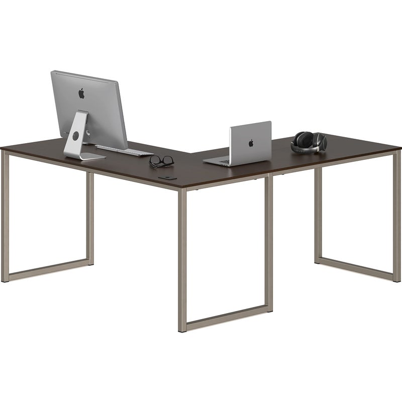 SHW Mission 55 x 60 Inches LShape Home Office Computer Desk Espresso