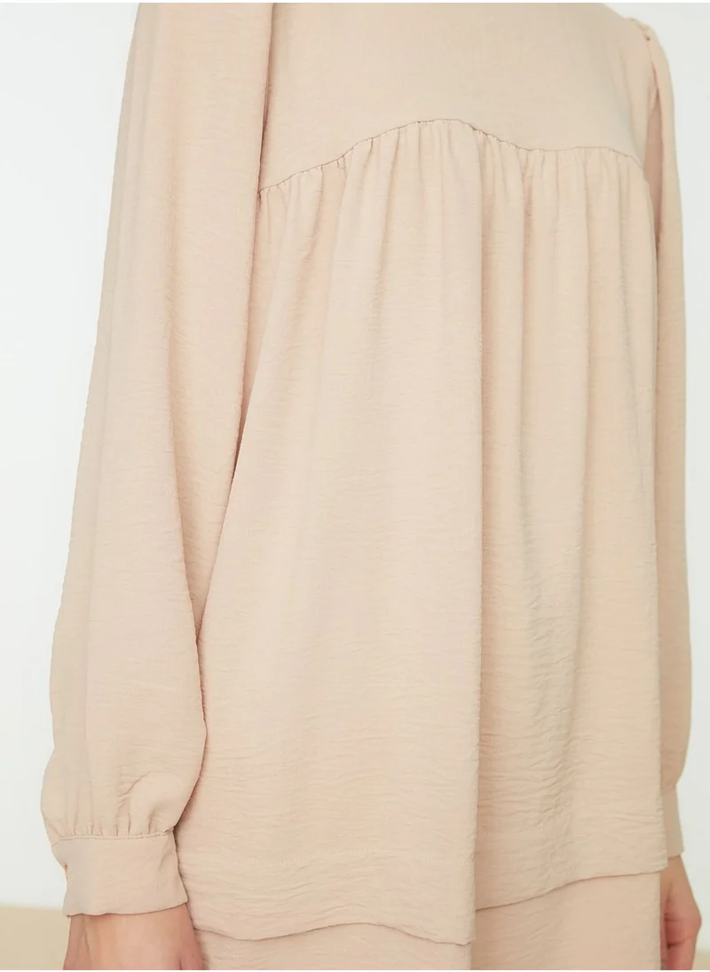trendyol High Neck Pleat Detail Tunic