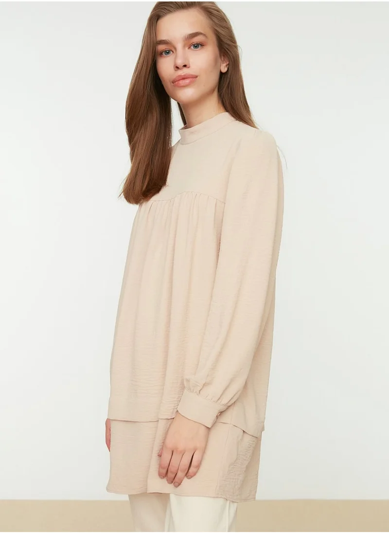 trendyol High Neck Pleat Detail Tunic