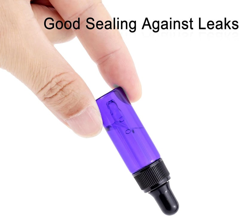 30pcs 5ml 1/6oz Black Plastic Head Essential Oil Bottle Purple Glass Dropper Bottles with Droppers for Fragrance, Lotion,Essential Oil, Treatment, Purple, Standard - Image 4