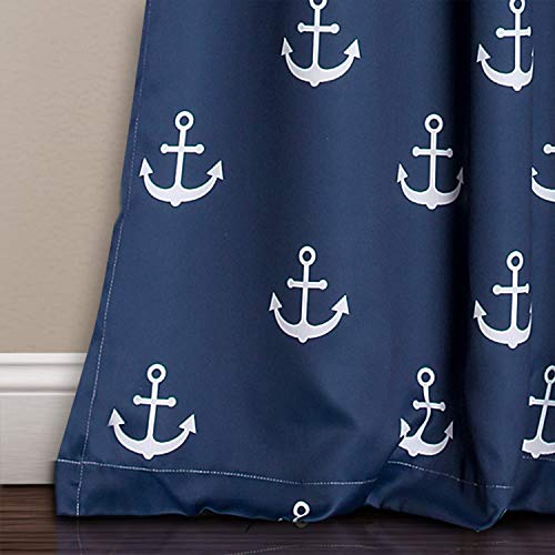 Lush Decor Darkening Window Curtain Set  Navy Anchor Print  52"" W x 84"" L - Image 5