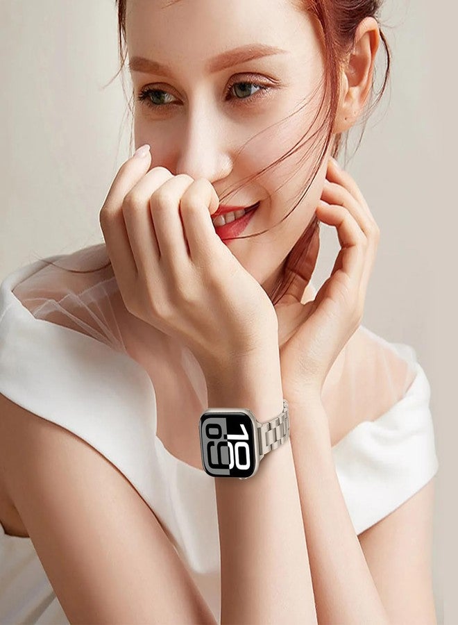 Anlinser Bands Compatible with Apple Watch Band 42mm 41mm 40mm 38mm, Women Slim Stainless Steel Metal Strap for iWatch Series 11 10 9 8 7 6 5 4 3 2 1 SE (Starlight) - Image 2