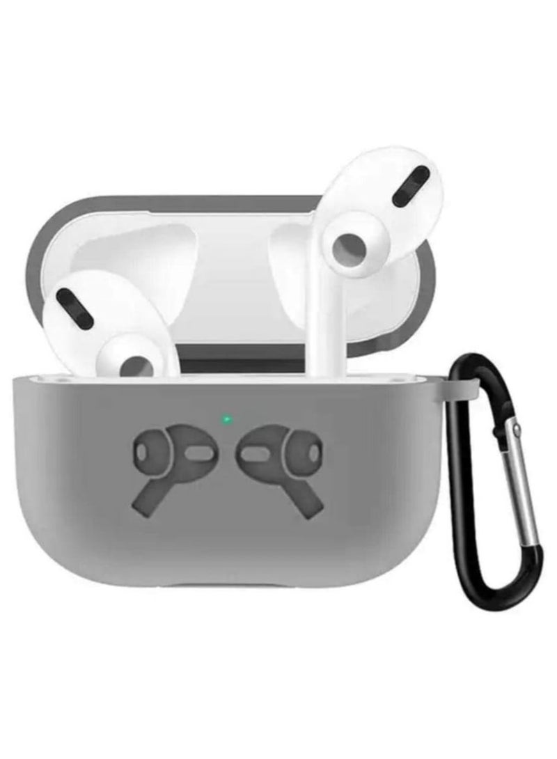 AirPods Pro Case, Shockproof Protective Silicone Cover for AirPods Pro Gray , Soft Silicone Shockproof Cover with Ring Buckle, Case for AirPods Pro Earphone  - Image 2