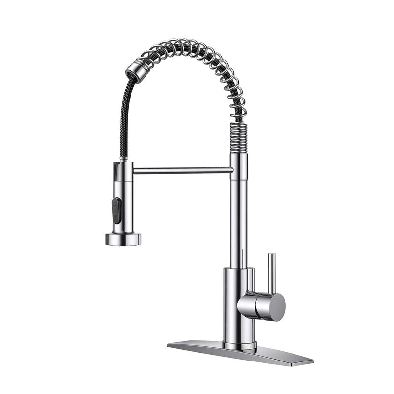 Yopple Stainless Steel Kitchen Sink Faucet PullDown Sprayer Single Handle Spring Kitchen Tap 360 Swivel Brushed Nickel Chrome Finish 1 or 3 Hole Installation - Image 1