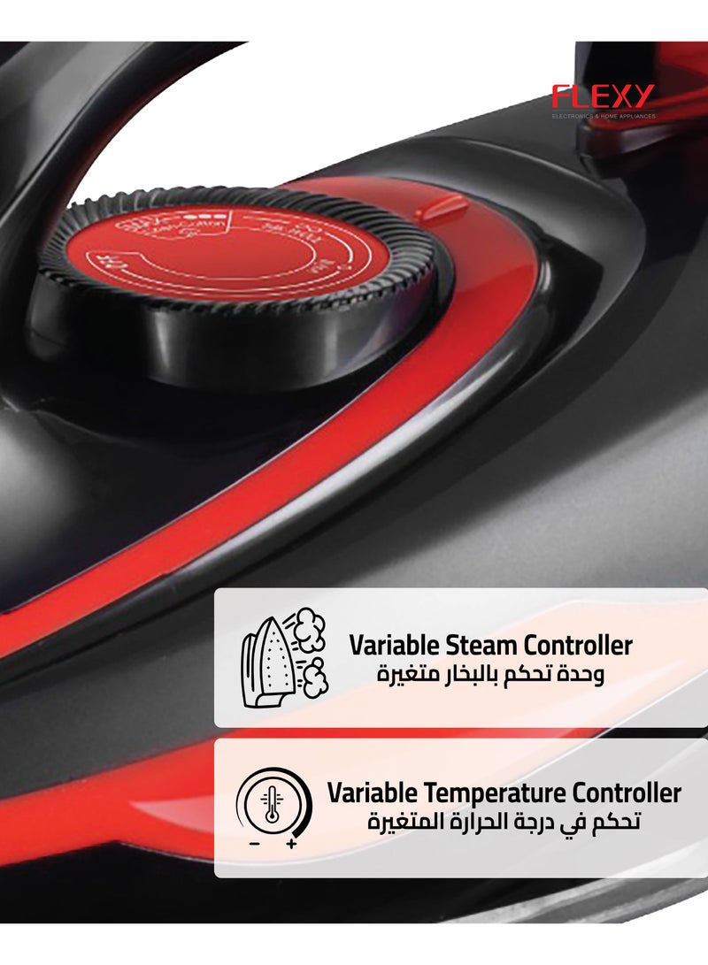 Flexy FLEXY® Steam Iron with Advanced Temp Control, 130ml Water Tank, Vertical Steam Burst, Large Soleplate, Overheat Protection, Heat Indicator, Adjustable Steam, Dry Iron Function – 2-Year Warranty - Image 3