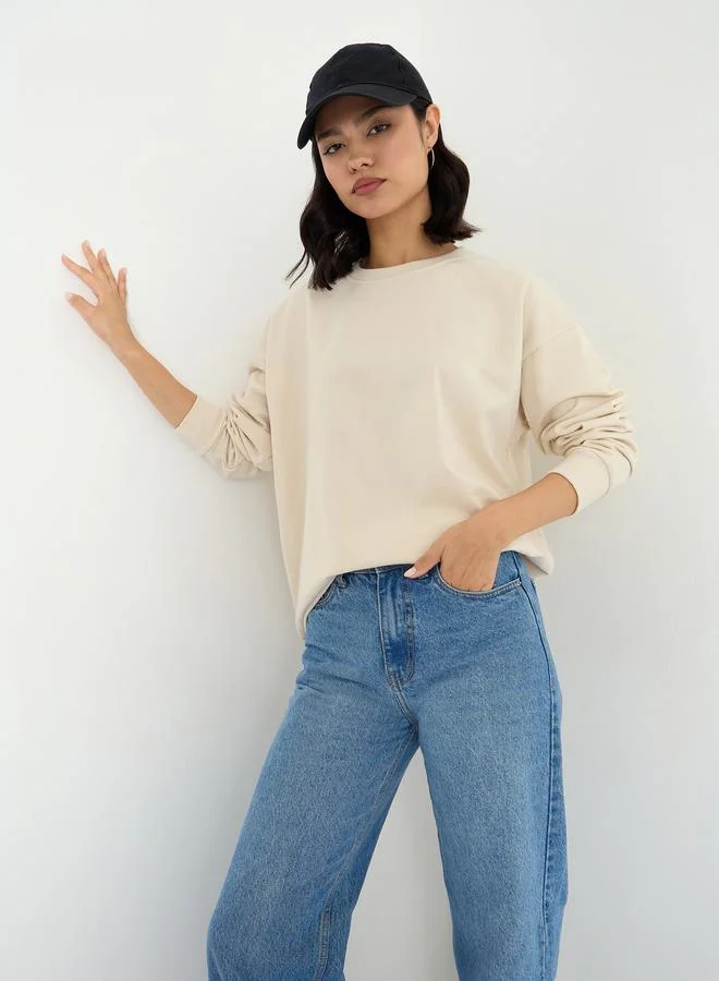 Styli Oversized Solid Longline Sweatshirt
