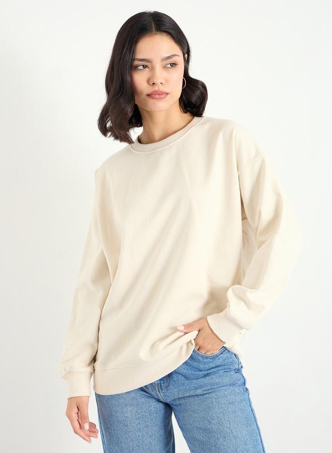 ستايلي سويت شيرت فضفاض سادة - Image 3