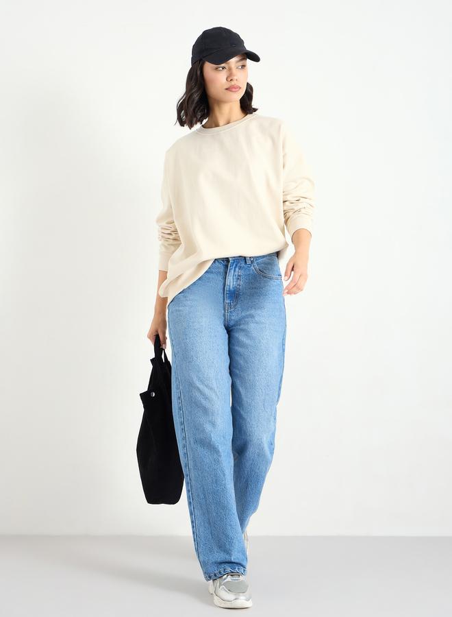 ستايلي سويت شيرت فضفاض سادة - Image 2