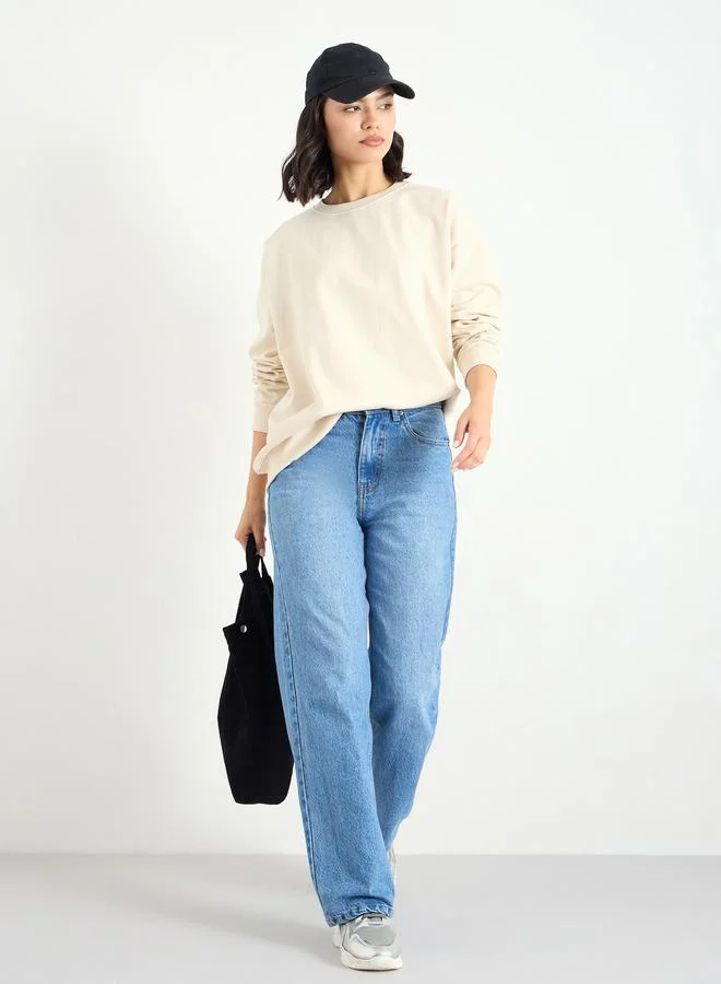 Styli Styli Oversized Solid Longline Sweatshirt
