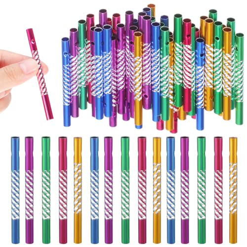 DOITOOL Wind Chime Tubes for Crafts, 50PCS 3.14 Inch Hollow Aluminum Tubes, Colorful Metal Replacement Pipes, Pre-Drilled Outdoor Garden Windbell Supplies for Easy Hanging Outdoor Garden Craft Decor - Image 1