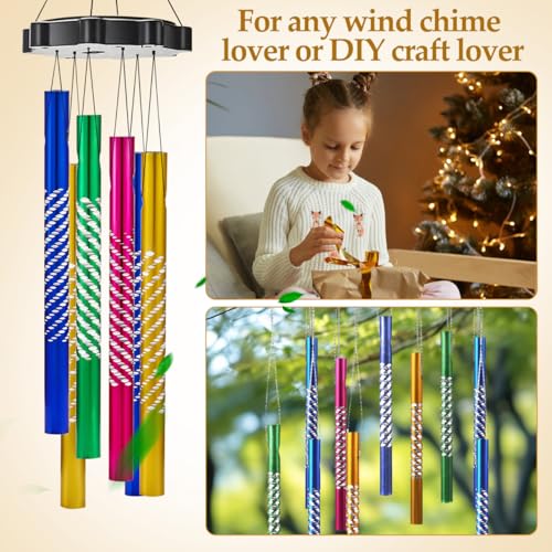 DOITOOL Wind Chime Tubes for Crafts, 50PCS 3.14 Inch Hollow Aluminum Tubes, Colorful Metal Replacement Pipes, Pre-Drilled Outdoor Garden Windbell Supplies for Easy Hanging Outdoor Garden Craft Decor - Image 2