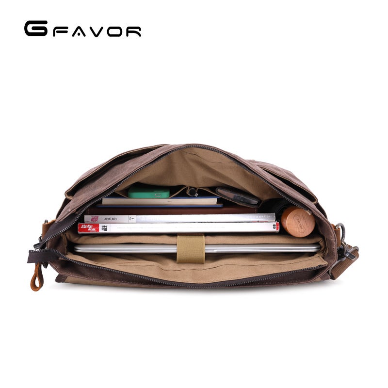 Source Point Men'S Shoulder Bag Retro Men'S Bag Oil Wax Canvas Bag Water-Repellent Wear-Resistant Men'S Messenger Bag - Image 5