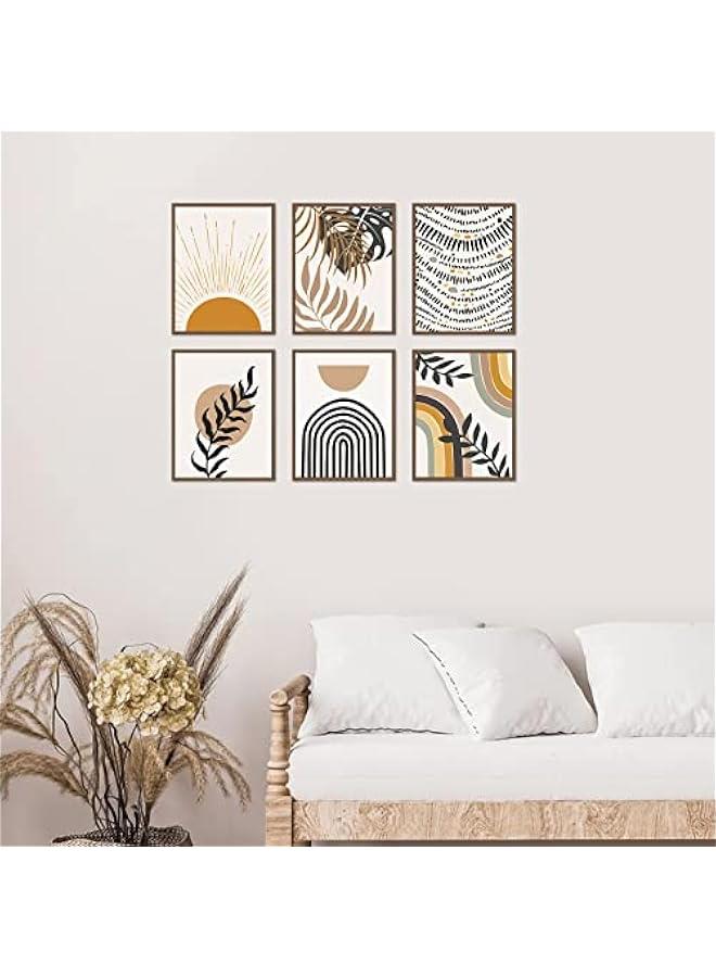 KBKBART مجموعة مطبوعات فنية جدارية بنمط بوهو مكونة من 6 قطع، مطبوعات عصرية من منتصف القرن، ملصقات حائط معرض بسيطة لغرفة النوم وغرفة المعيشة والحمام وديكور غرفة بوهو (8 انش × 10 انش، بدون اطار) - Image 2
