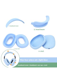 Generic Digital Computer/bluetooth Headset Case/bluetooth Headset Shell Protective Cover For Airpods Pro-Color:max Four-piece Set Light Blue (head Beam + Beam + Ear Cap + Shell)-Model:Applicable To Airpods Max  - Image 1
