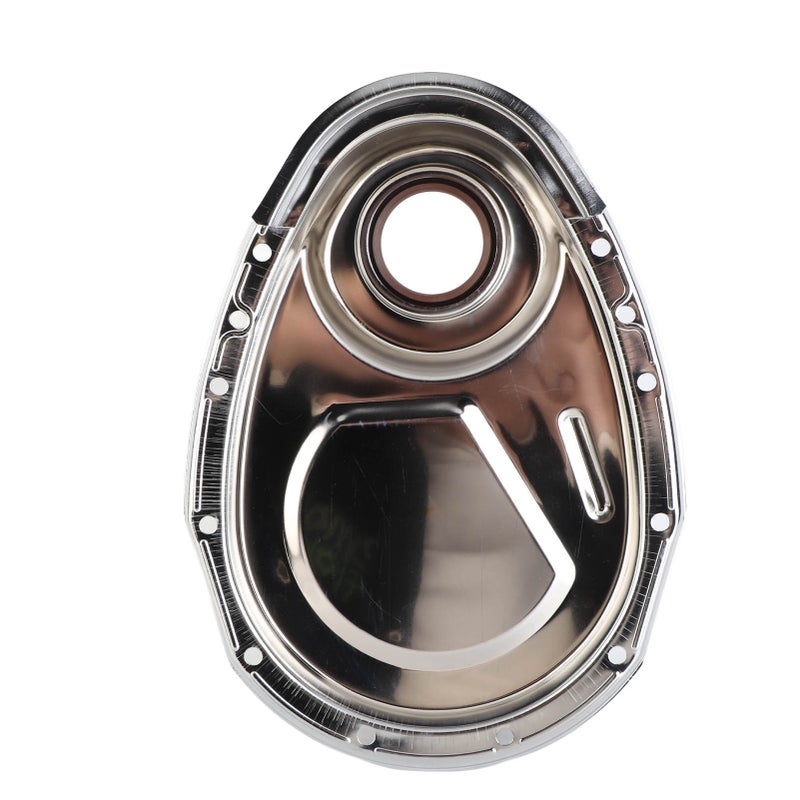 Timing Chain Cover Silver Polished Engine Timing Gasket Seal Bolts Kit Replacement for SBC 283 327 305 350 383 400 - Image 4