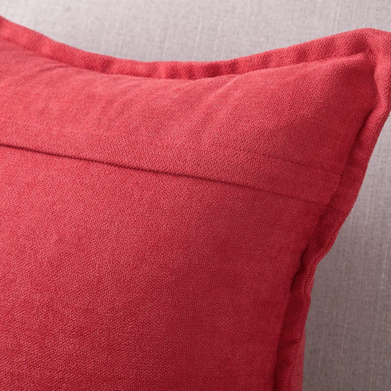 MADIZZ MADIZZ Set of 2 Short Chenille Throw Pillow Covers 18x18 Inch Red Soft Decorative Cushion Cover for Sofa Bedroom Pillow Shell  - Image 2