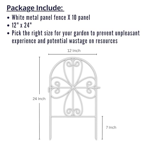 ShopLaLa Garden Fence Animal Barrier 10 Panels 12inL x 24inH Rustproof Decorative Heart White Metal Wire Fencing Flower Bed Edging for Landscape Patio Yard Outdoor Decor Dog Fences Border Panel - Image 3