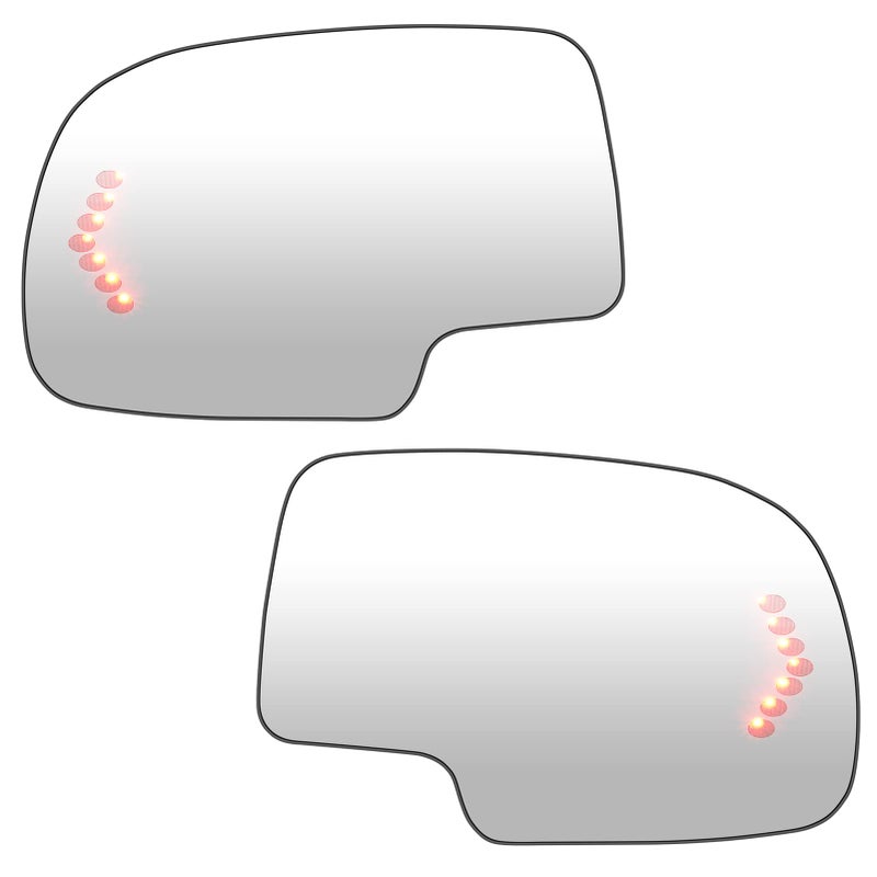 Left Drive+Passenger Right Side Mirror Replacement Glass Compatible with 2003-2006 Chevrolet Silverado Suburban Tahoe GMC Sierra Yukon Heated Mirror Glass with Signal Light 128-04034L, 56318, 88944391