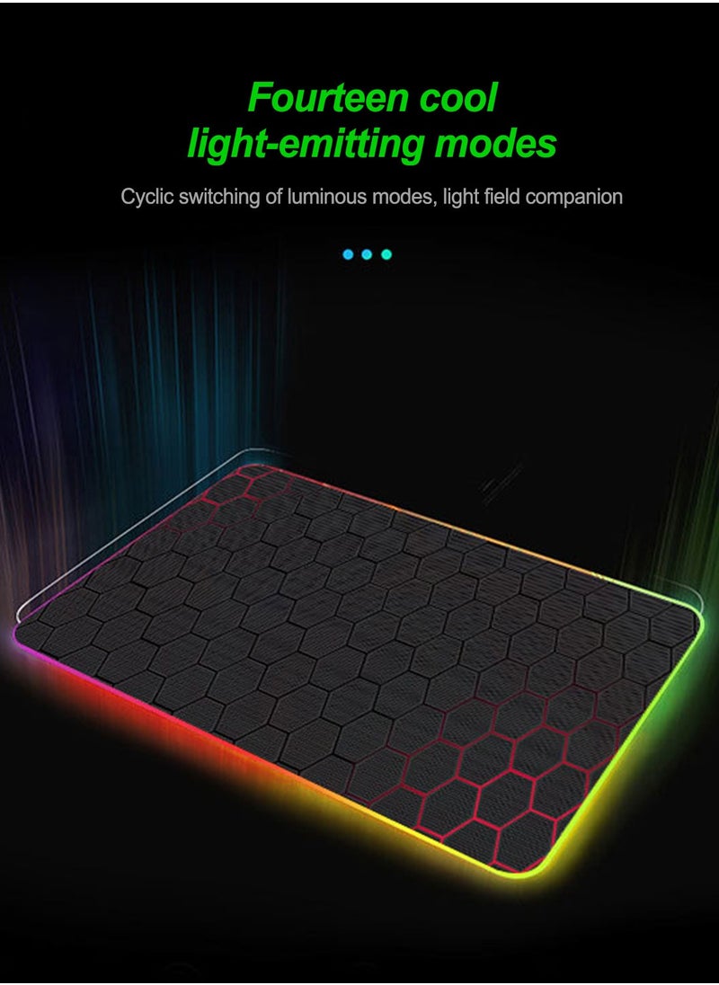 FlashHawk RGB Gaming Mouse Pad 800*300mm Size,14 LED Modes Extended Large Table Desk Mat Mousepad for PC Computer MacBook Keyboard Mat Anti-Slip, Black  - Image 4