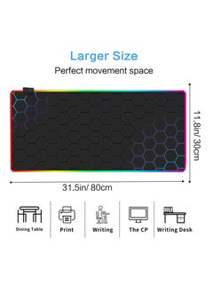 FlashHawk RGB Gaming Mouse Pad 800*300mm Size,14 LED Modes Extended Large Table Desk Mat Mousepad for PC Computer MacBook Keyboard Mat Anti-Slip  - Image 2