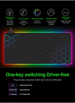 FlashHawk RGB Gaming Mouse Pad 800*300mm Size,14 LED Modes Extended Large Table Desk Mat Mousepad for PC Computer MacBook Keyboard Mat Anti-Slip  - Image 3