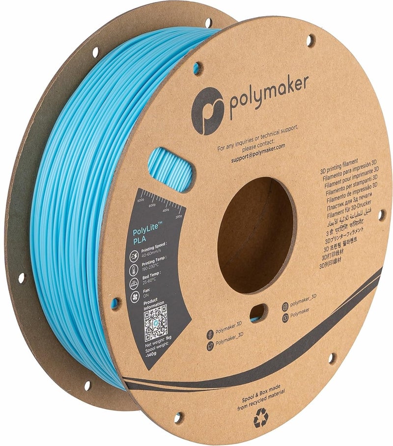 polymaker خيوط PLA، أزرق مائي خيوط طباعة ثلاثية الأبعاد PLA 1.75 مم 1 كجم - خيوط طابعة PolyLite 3D PLA، دقة أبعاد +/- 0.03 مم، متوافقة مع معظم الطابعات ثلاثية الأبعاد، أزرق مائي - Image 1