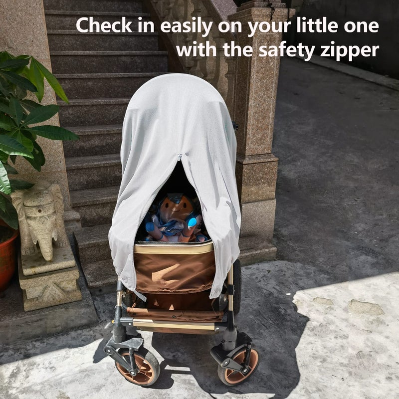 RESTCLOUD Sun Shade for Strollers, UV Sun and Sleep Shade Universal Fit for Baby Strollers, Blackout Stroller Cover, Breathable and Stops 99% of The Sun's Rays (UPF50+) - Image 4