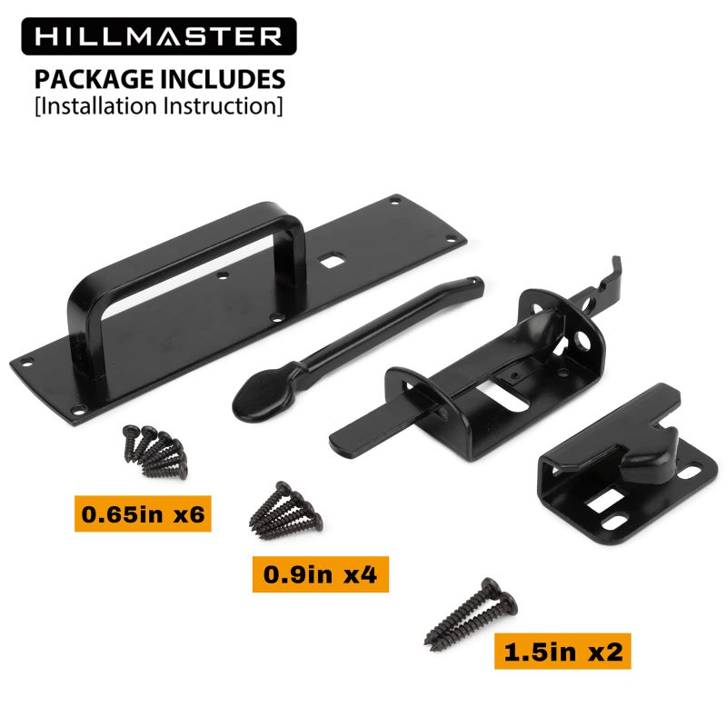 Hillmaster Self-Closing Thumb Gate Latch - Heavy Duty for Wooden, Metal & Vinyl Fences - Black Finish - Image 5