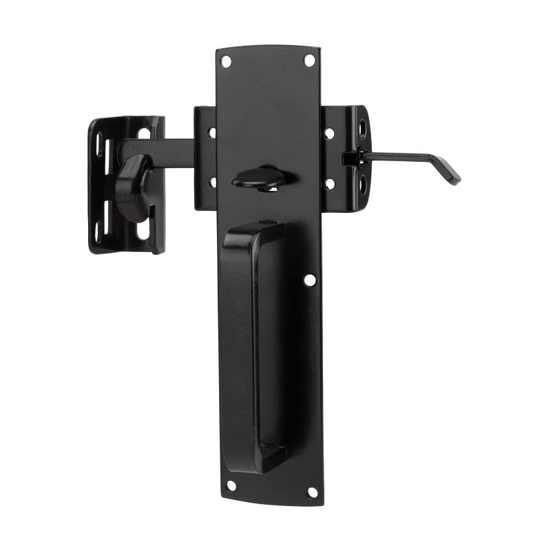 Hillmaster Self-Closing Thumb Gate Latch - Heavy Duty for Wooden, Metal & Vinyl Fences - Black Finish - Image 1