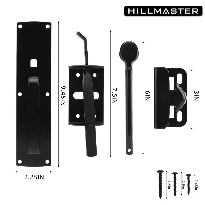 Hillmaster Self-Closing Thumb Gate Latch - Heavy Duty for Wooden, Metal & Vinyl Fences - Black Finish - Image 4