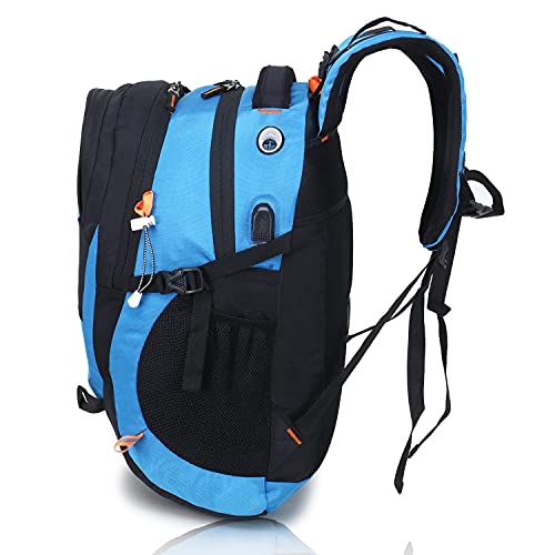 HEROZ Hammer Unisex Nylon 35 L Travel Laptop Backpack Water Resistant Slim Durable Fits Up to 17.3 Inch Laptop Notebook (Black & Sky Blue) - Image 3