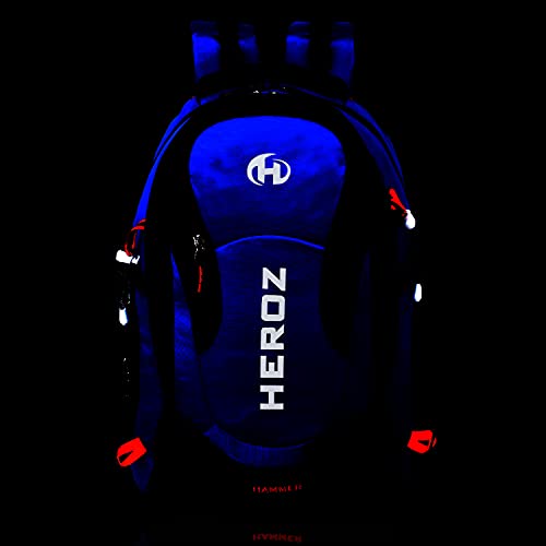 HEROZ Hammer Unisex Nylon 35 L Travel Laptop Backpack Water Resistant Slim Durable Fits Up to 17.3 Inch Laptop Notebook (Black & Sky Blue) - Image 2