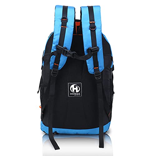 HEROZ Hammer Unisex Nylon 35 L Travel Laptop Backpack Water Resistant Slim Durable Fits Up to 17.3 Inch Laptop Notebook (Black & Sky Blue) - Image 4