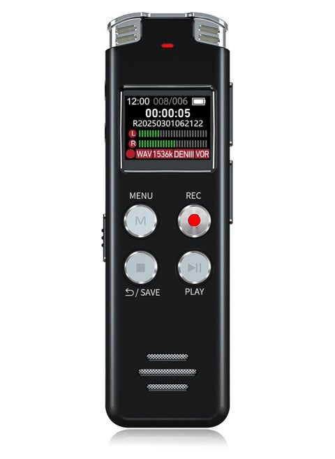 64GB Digital Voice Recorder with Playback: Voice Activated Recorder for Lectures Meetings Interviews - Dictaphone Recording Device Tape Recorder Portable Mini, Audio Recorder with USB, MP3, Black