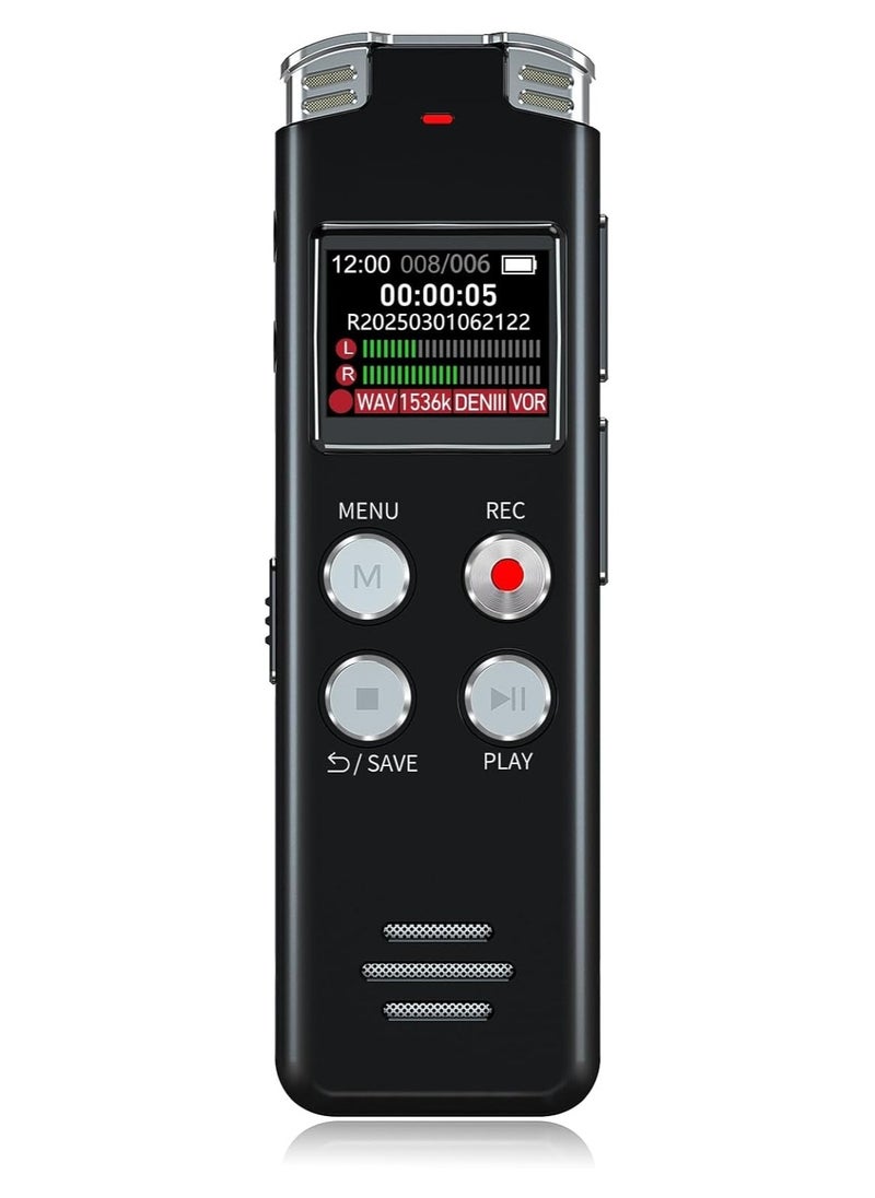 KADIP 64GB Digital Voice Recorder with Playback: Voice Activated Recorder for Lectures Meetings Interviews - Dictaphone Recording Device Tape Recorder Portable Mini, Audio Recorder with USB, MP3, Black  - Image 1