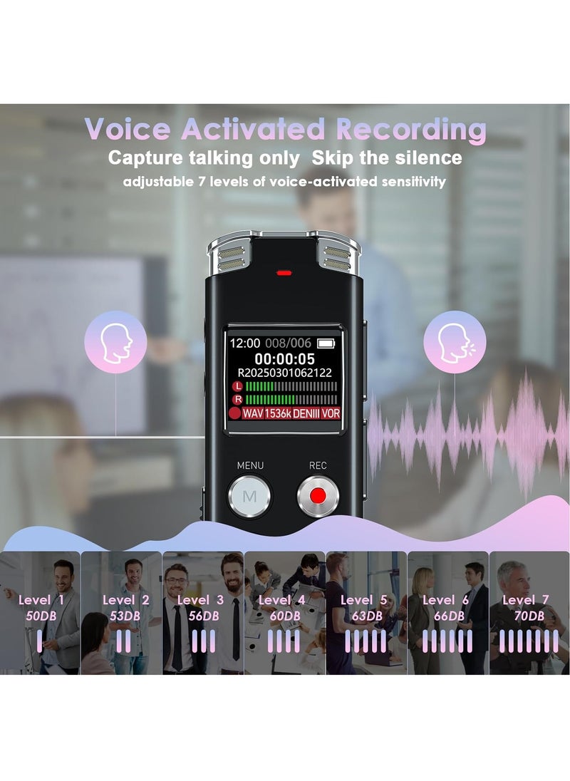 KADIP 64GB Digital Voice Recorder with Playback: Voice Activated Recorder for Lectures Meetings Interviews - Dictaphone Recording Device Tape Recorder Portable Mini, Audio Recorder with USB, MP3, Black  - Image 3