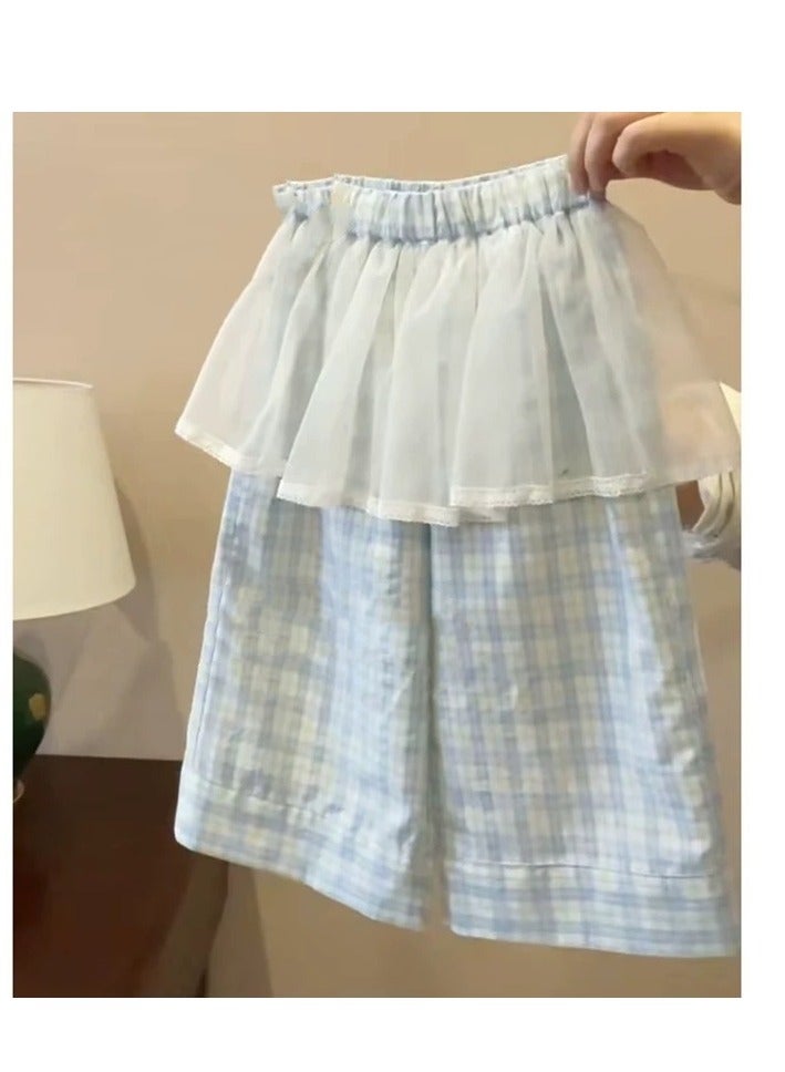 Two Piece Set Of Children's Fresh Camisole Loose Gauze Skirt And Pants - Image 3