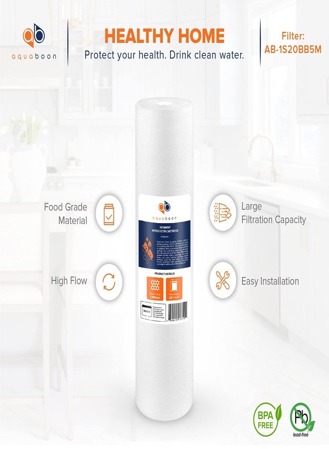 أكوابون خرطوشة فلتر الرواسب المنزلية الكاملة Aquaboon 5 ميكرون 20 × 4.5 بوصة بديلة لفلتر المياه متوافق مع DGD-5005-20 وFP25B وAP810-2، عبوة من قطعتين - Image 4