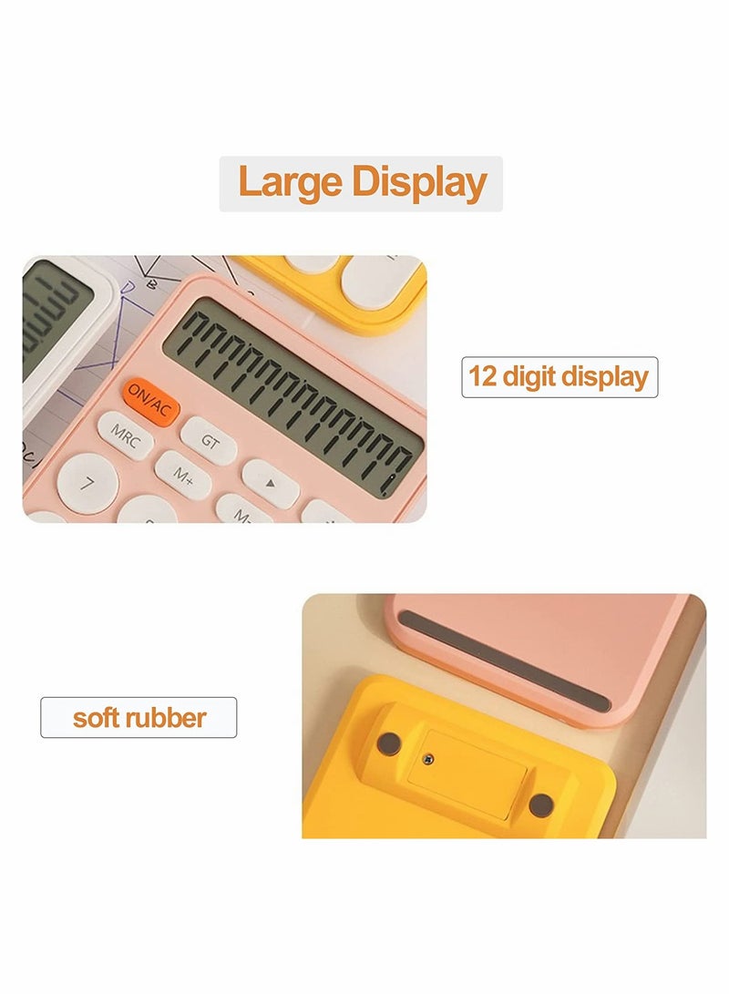 Desk Basic Cute Calculator, SYOSI Small Portable Standard Calculator 12 Digit Dual Power Handheld Desktop Calculator with Large LCD Display and Sensitive Buttons, No Noise (Yellow) - Image 4