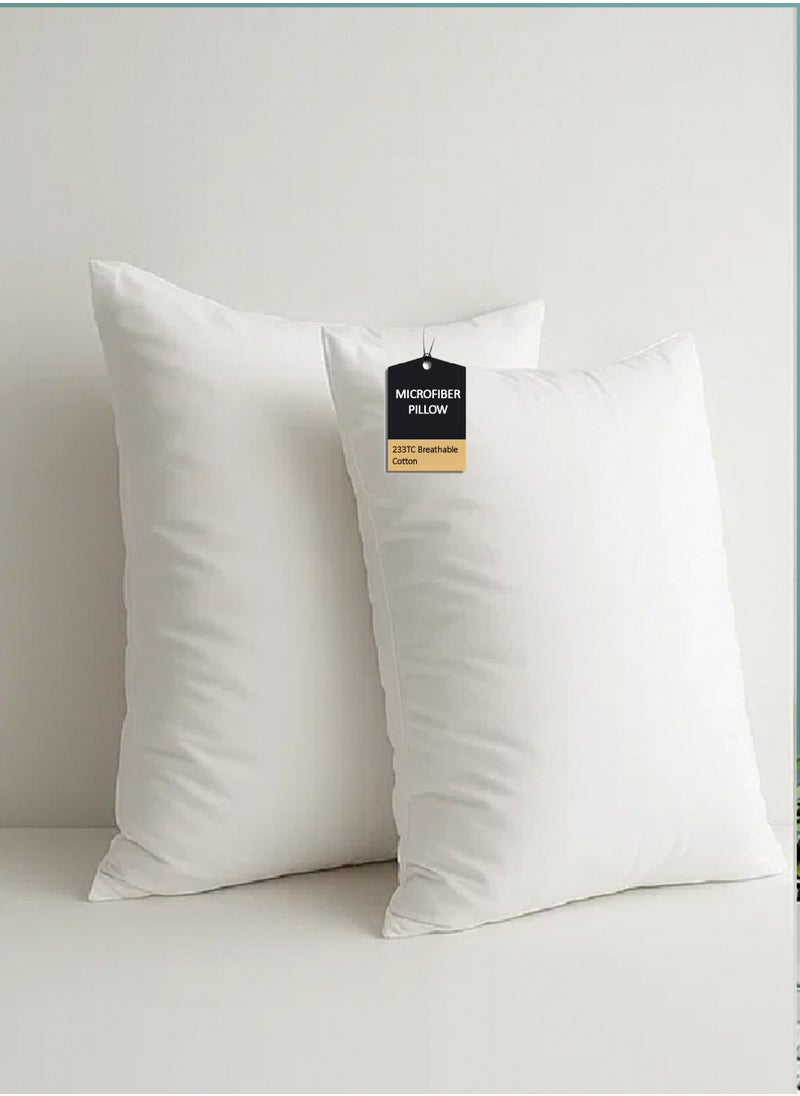 Pearl Coast Hypoallergenic Microfiber Pillow – 50x80cm – 700g Fill – 233TC Breathable Cotton Cover – Soft Support for Sensitive Sleepers Pack of 2  - Image 1