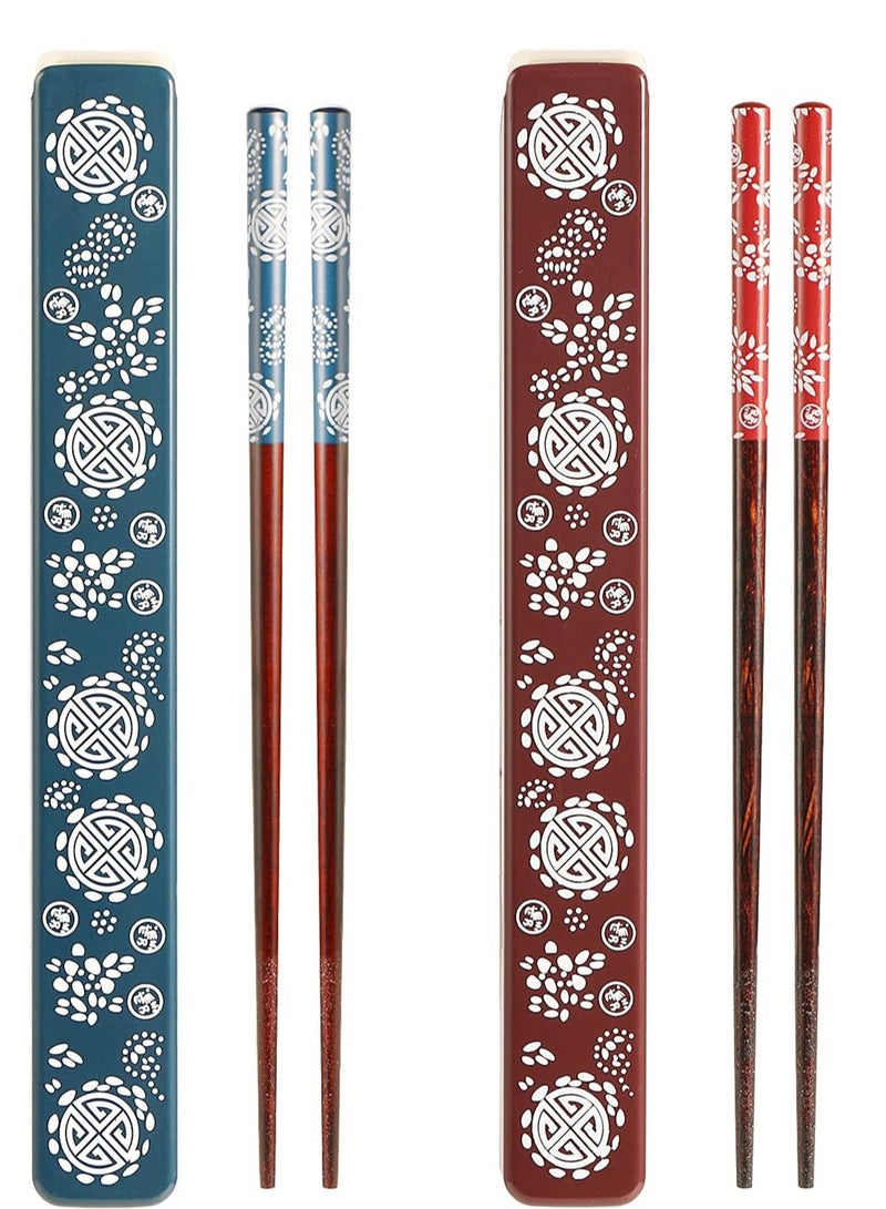 Luckam Portable Chopsticks Set with Case 2 Pairs Reusable Natural Wooden Chopsticks Japanese Style Eco-Friendly Chopsticks for Sushi Noodle Picnic Kitchen - Image 1