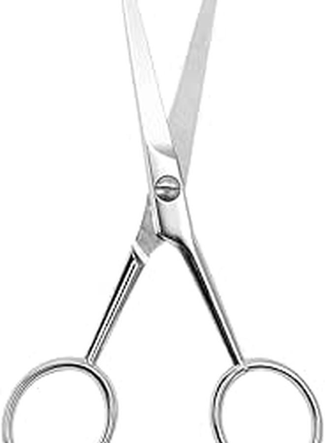 Stainless Steel Beard Trimming Scissors With Teeth Anti Slip Grooming For Men Facial Hair Care Silver - Image 1