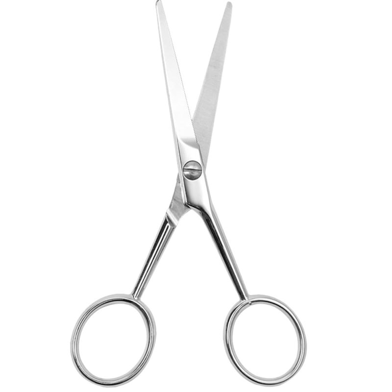Stainless Steel Beard Trimming Scissors With Teeth Anti Slip Grooming For Men Facial Hair Care Silver - Image 2