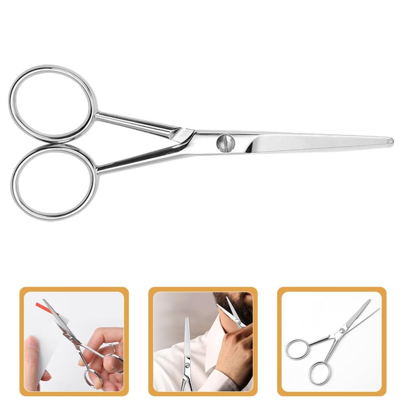 Stainless Steel Beard Trimming Scissors With Teeth Anti Slip Grooming For Men Facial Hair Care Silver - Image 5